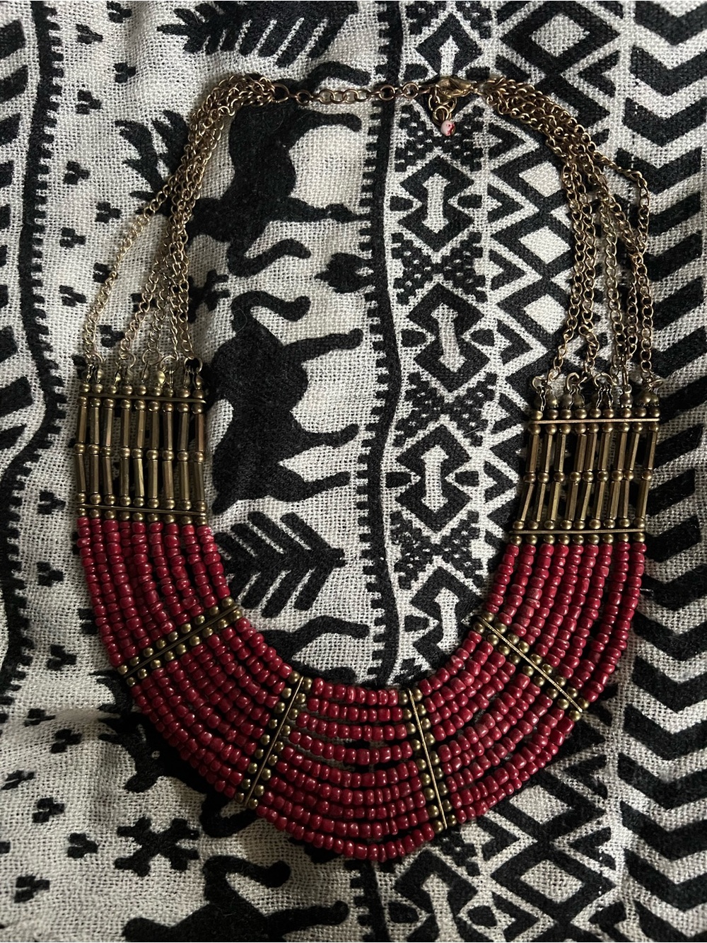 Beaded brass chain necklace